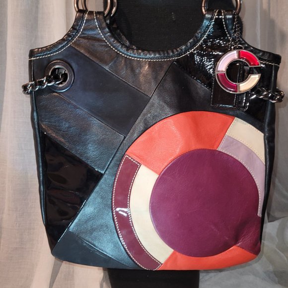 Coach Limited Edition Signature Logo Patchwork OP Art - Red Cream Purple Black - Picture 2 of 16